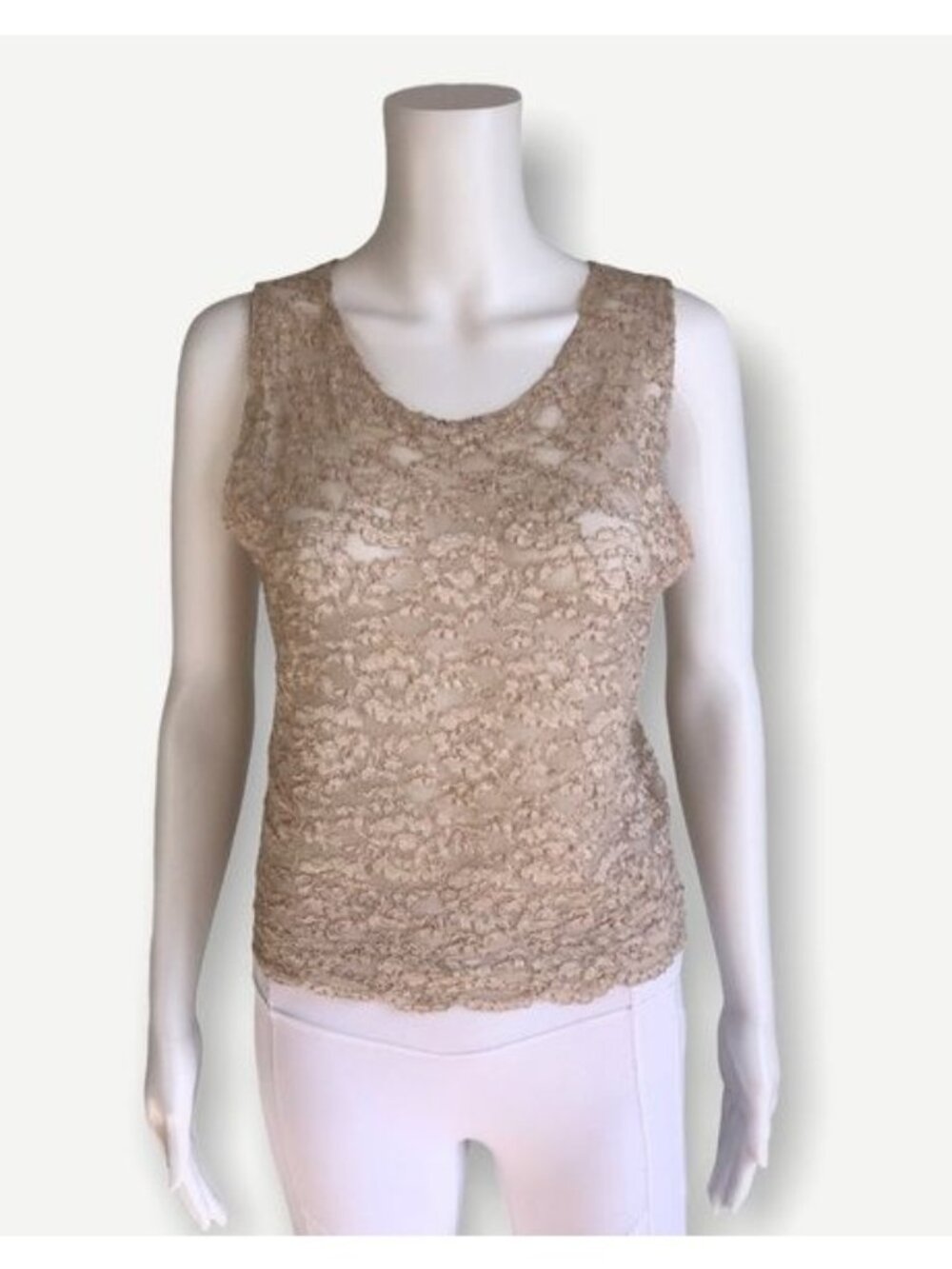 Victoria's Secret Gold Label Cream Lace Tank Top - M